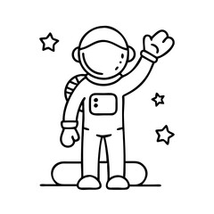 astronaut waving icon, astronaut waving line art - simple line art of astronaut waving, perfect for astronaut waving logos and icons