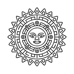 aztec sun symbol icon, aztec sun symbol line art - simple line art of aztec sun symbol, perfect for aztec sun symbol logos and icons
