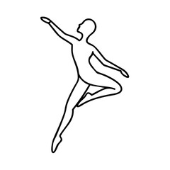 ballet dancer silhouette icon, ballet dancer silhouette line art - simple line art of ballet dancer silhouette, perfect for ballet dancer silhouette logos and icons