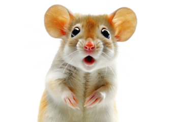 cartoon surprised mouse isolated on white background PNG. GENERATIVE AI