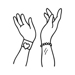 best friend wrist tattoos icon, best friend wrist tattoos line art - simple line art of best friend wrist tattoos, perfect for best friend wrist tattoos logos and icons