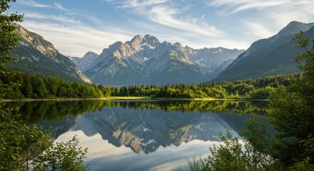 Fototapeta premium Serene Mountain Lake Reflection