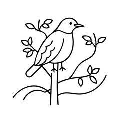 bird in a tree icon, bird in a tree line art - simple line art of bird in a tree, perfect for bird in a tree logos and icons