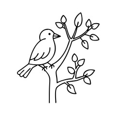bird in a tree icon, bird in a tree line art - simple line art of bird in a tree, perfect for bird in a tree logos and icons