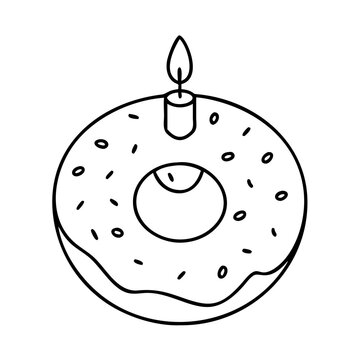 recommend clip art: birthday candle in doughnut icon, birthday candle in doughnut line art - simple line art of birthday candle in doughnut, perfect for birthday candle in doughnut logos and icons
