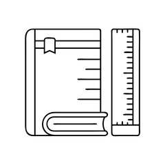 book and ruler icon, book and ruler line art - simple line art of book and ruler, perfect for book and ruler logos and icons