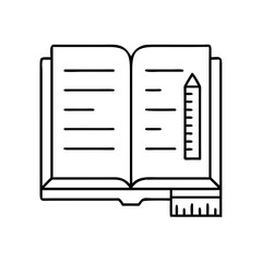 book and ruler icon, book and ruler line art - simple line art of book and ruler, perfect for book and ruler logos and icons
