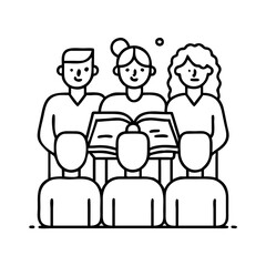 book club gathering icon, book club gathering line art - simple line art of book club gathering, perfect for book club gathering logos and icons