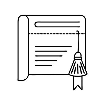 black and white diploma scroll with tassel clip art preview