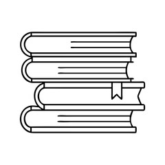 book stack with bookmark icon, book stack with bookmark line art - simple line art of book stack with bookmark, perfect for book stack with bookmark logos and icons