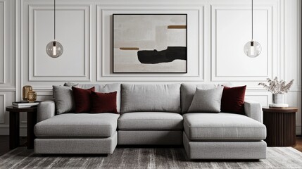 Contemporary Living Room Design with Modern Couch and Art Piece