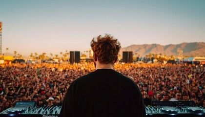 DJ on stage, large crowd