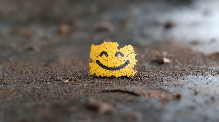 Weathered smiley face on rusty metal