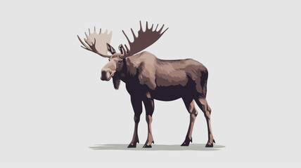Obraz premium stylized illustration of a moose depicted in profile against a light grey background. The moose is rendered in soft brown tones to show off its fur and stance.