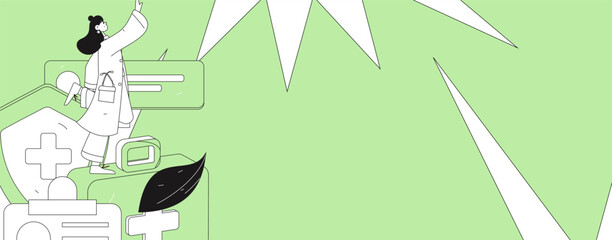 Medical characters fighting the epidemic flat vector concept operation hand drawn illustration
