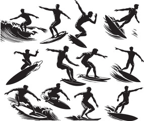 Collection of Surfer Silhouettes