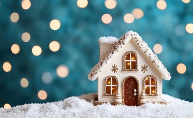 Charming Gingerbread House Decorated with Icing and Sparkling Lights