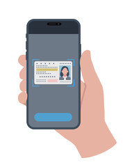 Smartphone in hand, scanning ID card,