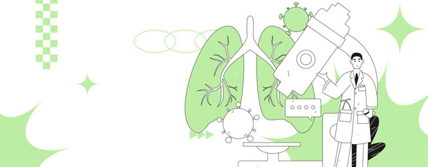 Medical characters fighting the epidemic flat vector concept operation hand drawn illustration
