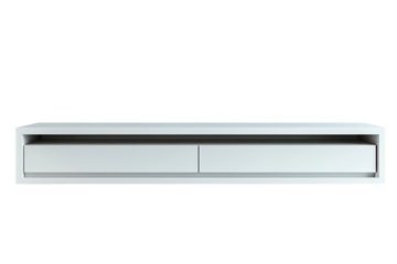 Modern white media console with two sleek drawers minimalist design perfect for any living on transparent background