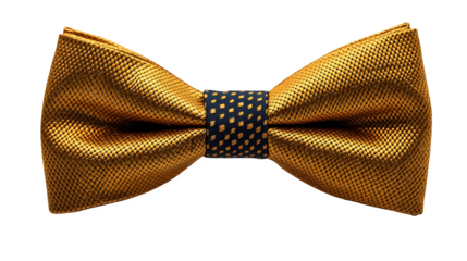 neat yellow bow tie with shine detail, isolated on white background