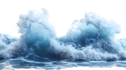ocean wave cresting with foam detail, realistic texture, isolated on white background