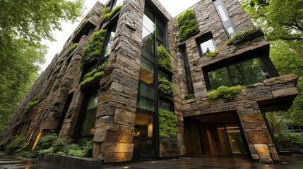 Textured Stone Wall Composition Featuring Rugged Patterns – Innovative Visual Backdrop for Modern Architectural Branding