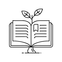 book with plant sprout icon, book with plant sprout line art - simple line art of book with plant sprout, perfect for book with plant sprout logos and icons