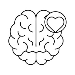 brain with heart icon, brain with heart line art - simple line art of brain with heart, perfect for brain with heart logos and icons