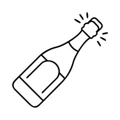 champagne bottle icon, champagne bottle line art - simple line art of champagne bottle, perfect for champagne bottle logos and icons