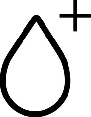 A black drop with a plus symbol on it