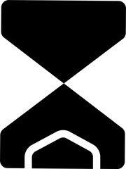 a black hourglass icon