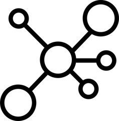 Black chemistry molecule icon on transparent background