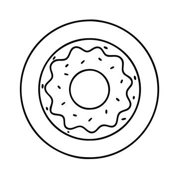 recommend clip art: doughnut on a plate icon, doughnut on a plate line art - simple line art of doughnut on a plate, perfect for doughnut on a plate logos and icons