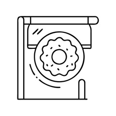 doughnut shop sign icon, doughnut shop sign line art - simple line art of doughnut shop sign, perfect for doughnut shop sign logos and icons