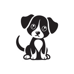 Cute Puppy Dog Silhouette Vector Clip Art