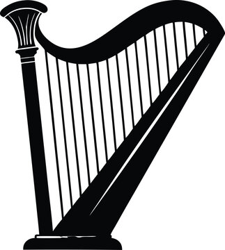 recommend clip art: Irish harp silhouette, Celtic harp vector, traditional Irish instrument clipart