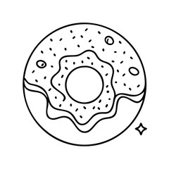 doughnut with glitter icon, doughnut with glitter line art - simple line art of doughnut with glitter, perfect for doughnut with glitter logos and icons