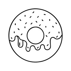doughnut with icing drizzle icon, doughnut with icing drizzle line art - simple line art of doughnut with icing drizzle, perfect for doughnut with icing drizzle logos and icons