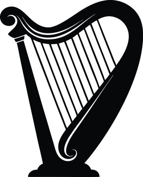 recommend clip art: Irish harp silhouette, Celtic harp vector, traditional Irish instrument clipart
