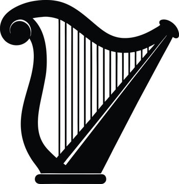 recommend clip art: Irish harp silhouette, Celtic harp vector, traditional Irish instrument clipart