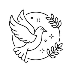 dove of peace icon, dove of peace line art - simple line art of dove of peace, perfect for dove of peace logos and icons