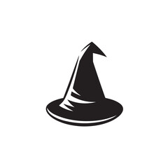 Fototapeta premium Pointed Wizard Hat Vector - Clean Silhouette for Spellbook or Merchandise