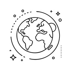 earth from space icon, earth from space line art - simple line art of earth from space, perfect for earth from space logos and icons