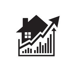Real Estate Growth Vector - Clean House Icon with Rising Trend for Apps
