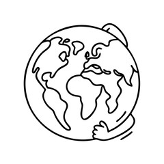 earth hugging itself icon, earth hugging itself line art - simple line art of earth hugging itself, perfect for earth hugging itself logos and icons