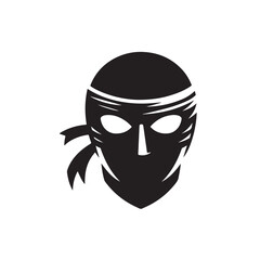Stealth Mask Icon - Simple Black Silhouette for Heist Branding