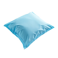 A Soft Light Blue Pillow Isolated on Black Background 3D Render