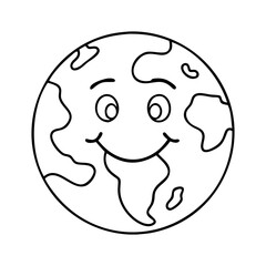 earth with a smile icon, earth with a smile line art - simple line art of earth with a smile, perfect for earth with a smile logos and icons