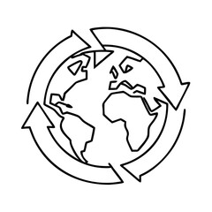 earth with recycling arrows icon, earth with recycling arrows line art - simple line art of earth with recycling arrows, perfect for earth with recycling arrows logos and icons